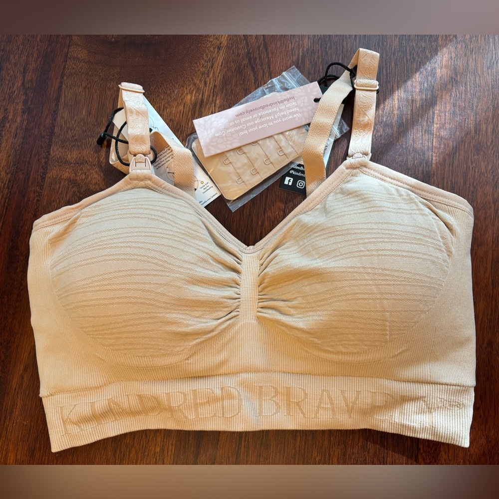 NWT Kindred Bravely Sublime Hands Free Pumping and Nursing Bra Size S in Beige
